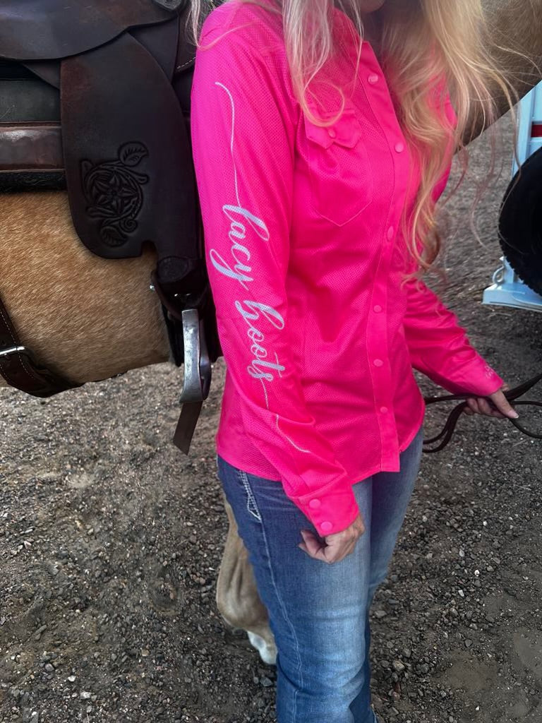 Cool Cowgirl®  Perforated Cooling shirt in Solid Pink