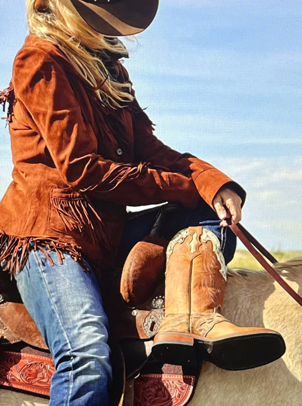 Women’s Short Western Boot – Brown Cowhide with Brindle Trim – Jesse Style – Wide Square Toe – 12” Shaft