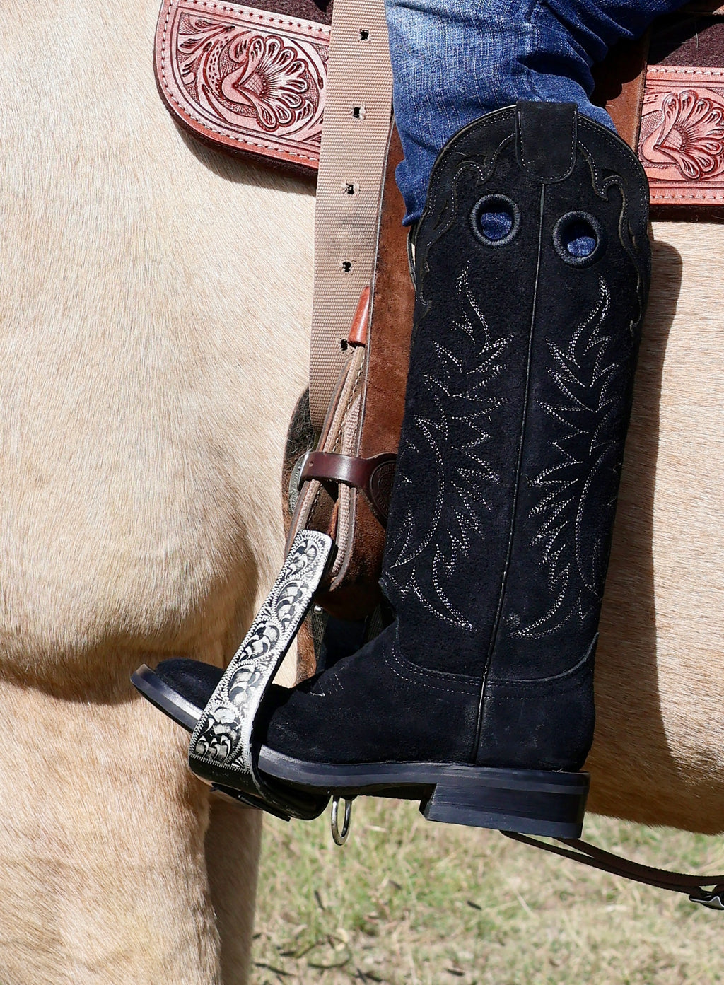 Tall 16” All BLACK ROUGHOUT BUCKAROO STOVE-PIPE BOOT