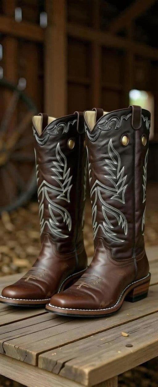 Tall 16” BUCKAROO STOVE PIPE IN RUSTIC BROWN LEATHER