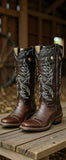 PRE-ORDER Stovepipe Tall Buckaroo In Smooth Leather Brown  - XRD Undetectable Shin Protection 18” tall shaft