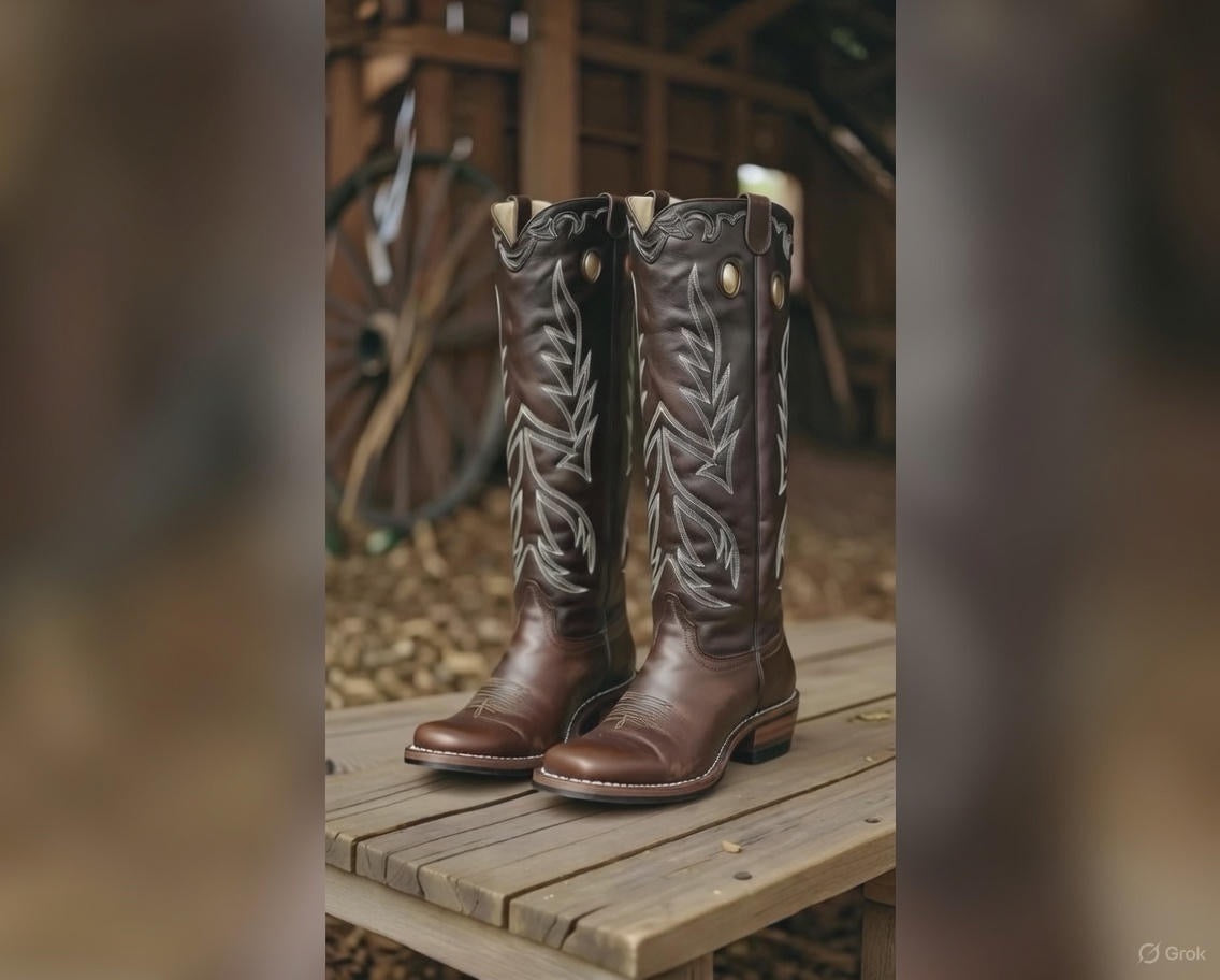 Tall 16” BUCKAROO STOVE PIPE IN RUSTIC BROWN LEATHER