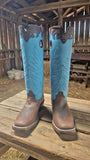 Tall 16” BUCKAROO STOVE-PIPE  IN ROBIN EGG BLUE ROUGHOUT