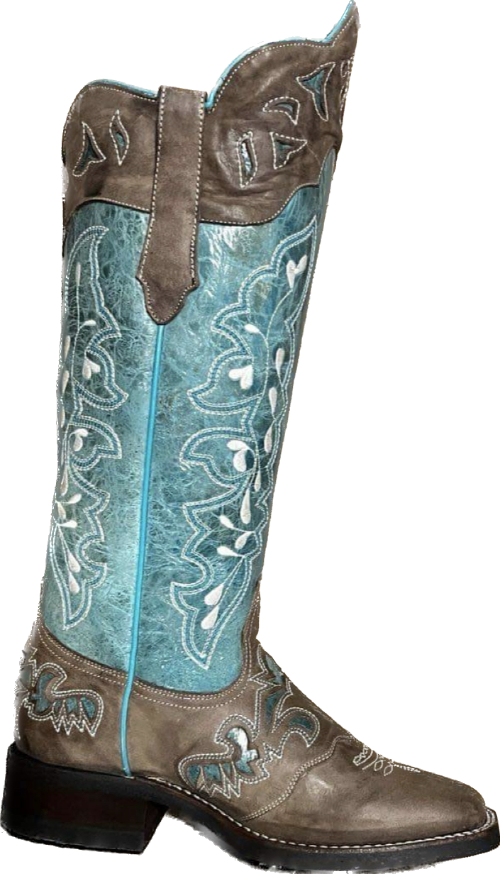 Women’s Tall Buckaroo Boot – Turquoise Cowhide – XRD® Shin Protection – Wide Square Toe – 18” Shaft