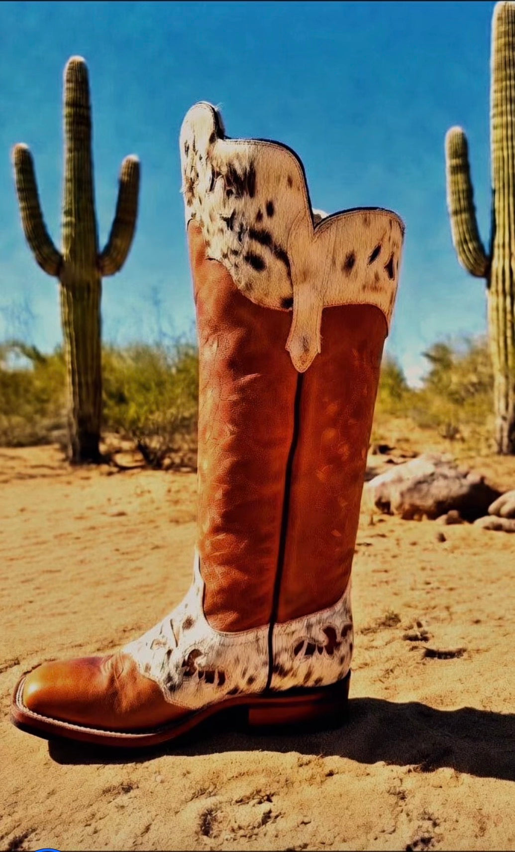 Tall Brindle-on-Trim Buckaroo Boot with Shin Protection