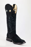 Tall 16” All BLACK ROUGHOUT BUCKAROO STOVE-PIPE BOOT