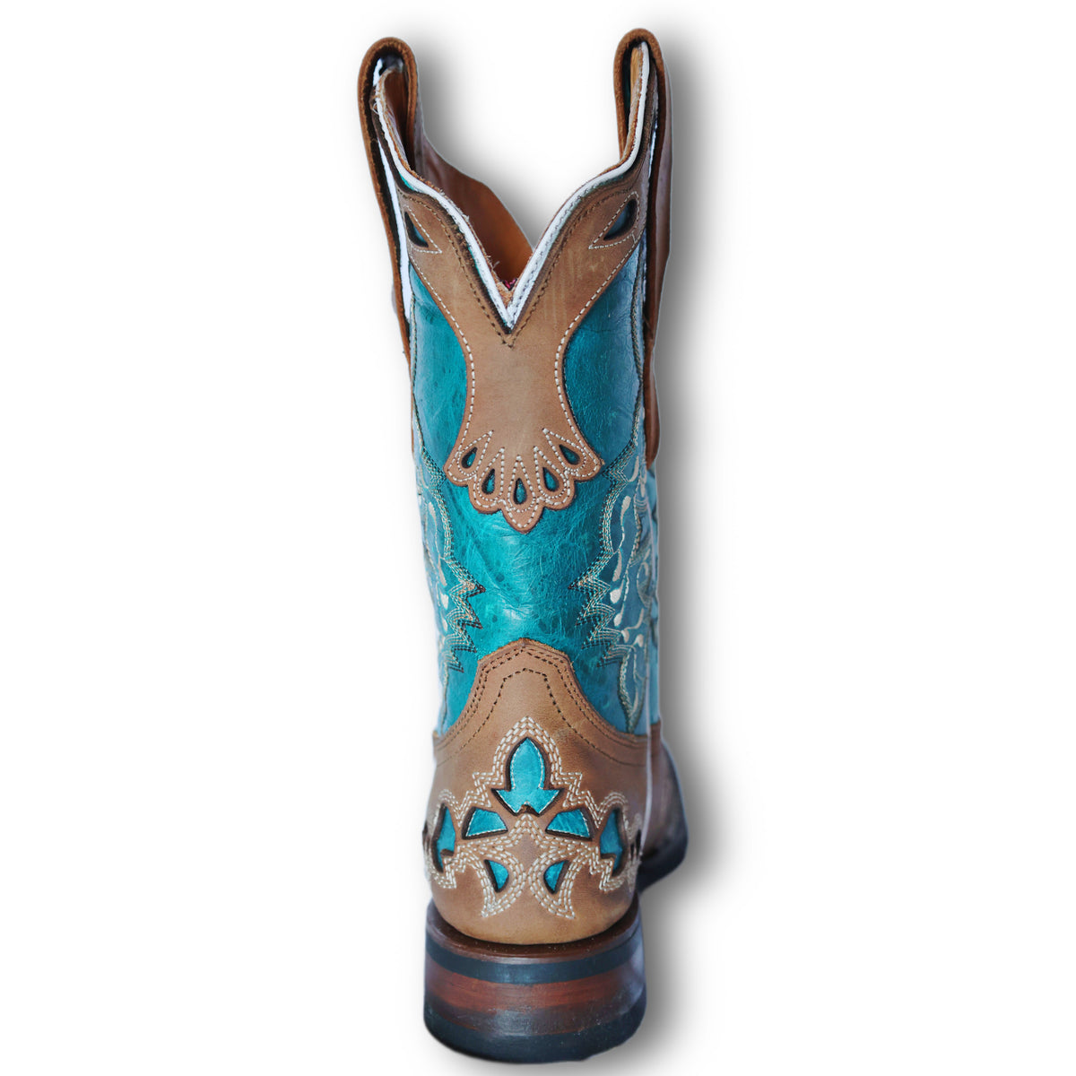 Women’s short Western Boot-  Deep Turquoise cowhide - Jesse style - Wide Square Toe - 12” shaft
