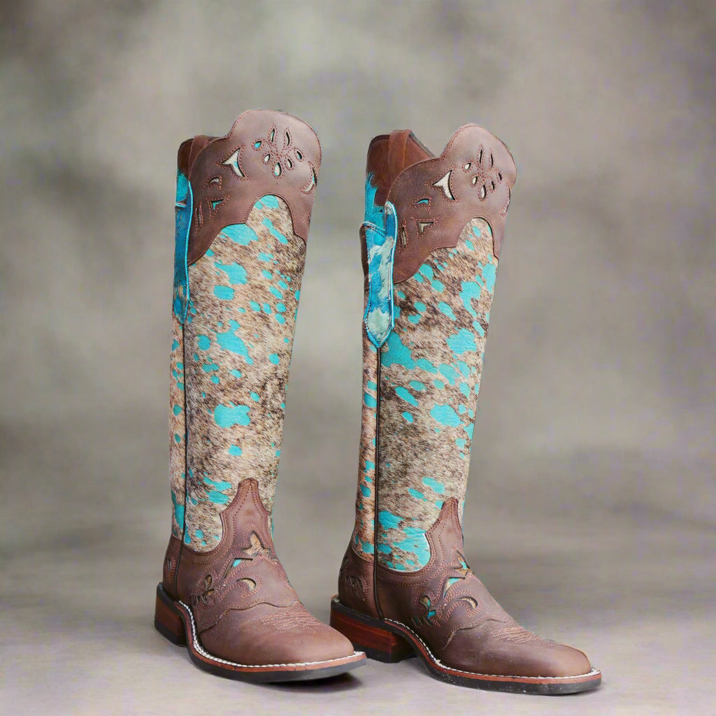 Frost Style Tall Buckaroo in Acid Turquoise with Shin Protection