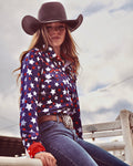 Cool Cowgirl® Perforated Cooling Shirts! 🇺🇸 Blue with Red and White Stars
