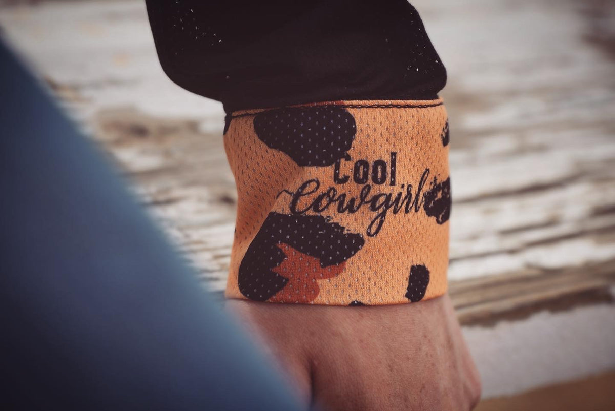 Cool Cowgirl® Perforated Cooling Shirts! Black with Gold Leopard Trim