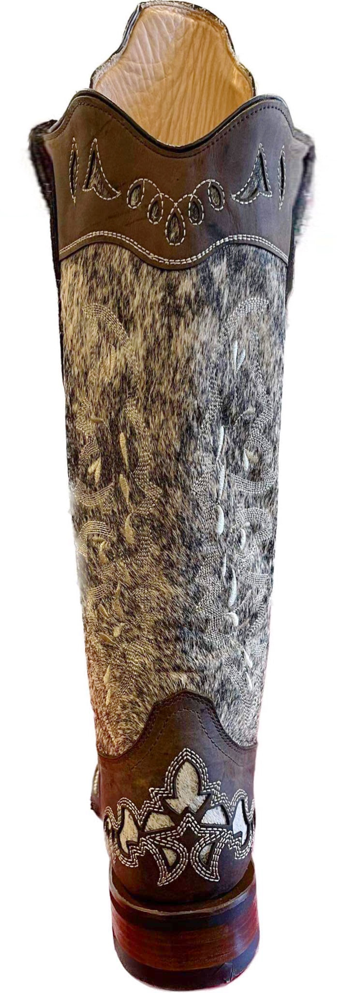 Frost Style Tall Buckaroo - Light Brindle Hair-On Cowhide - XRD Undetectable Shin Protection 18” shaft