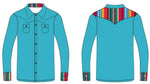 Cool Cowgirl® Perforated Cooling Shirt! Turquoise with Serape Trim