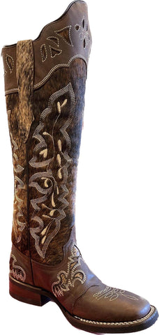 Frost Style Tall Buckaroo in Dark Brindle Hair-On w/shin protection