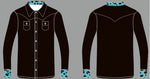 Cool Cowgirl® Perforated Cooling Shirts! Black with Teal Leopard Trim