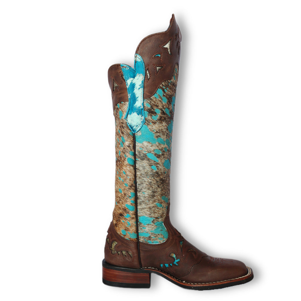 Frost Style Tall Buckaroo in Acid Turquoise with Shin Protection