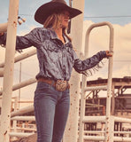 HOT Cowgirl® Shirts! Gray Velvet with silver Tassels Across Back and Down Arm