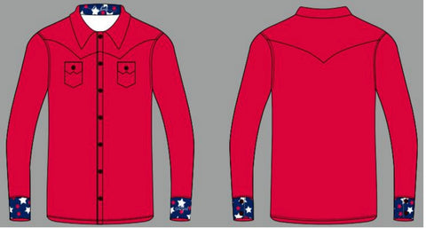 Cool Cowgirl® Perforated Cooling Shirts!🇺🇸 Red with White and Blue Stars