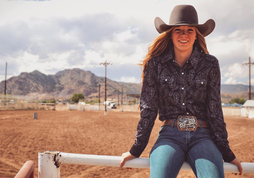 Cool Cowgirl® Perforated Cooling Shirts! Black Paisley